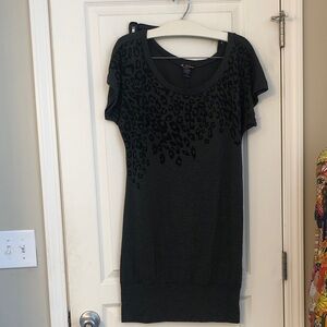 Elegant Black Patterned Short Sleeve Dress